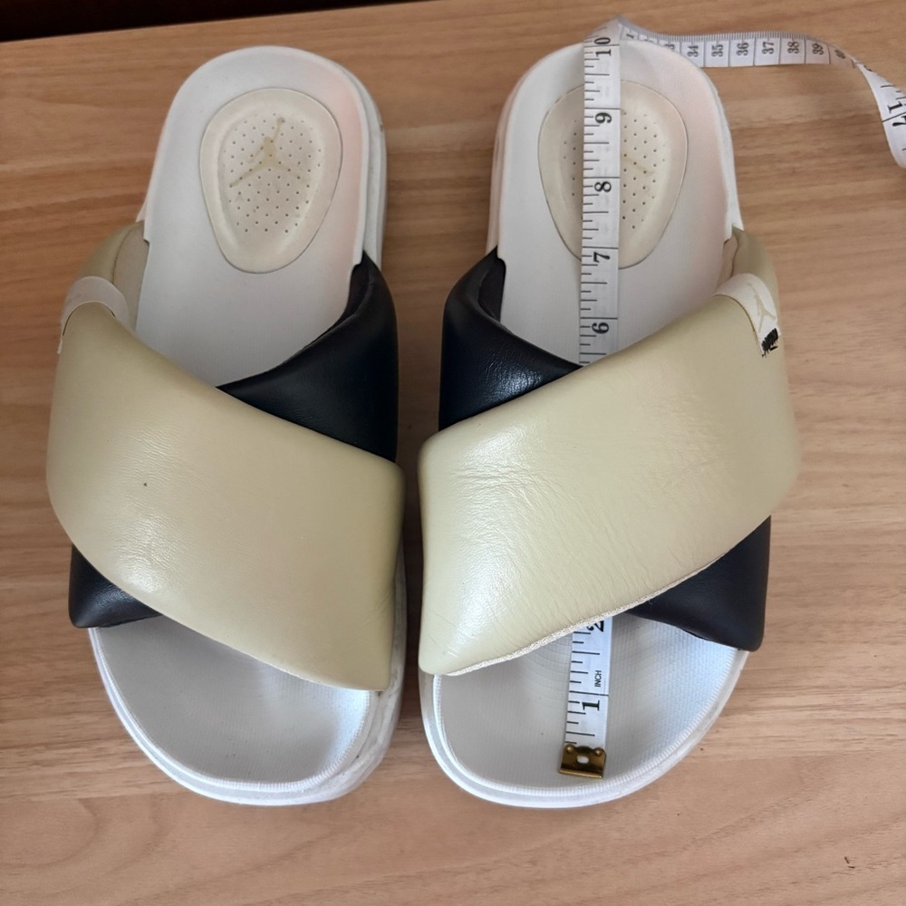 JORDAN sz 8 Sophia Slides Black Cream Crossover Puffy Strap Nike - Picture 8 of 9